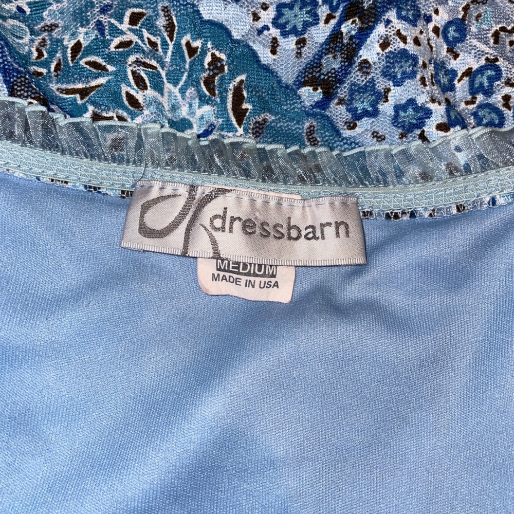 Dressbarn Womens Blue Paisley Mesh Ruffle Tank Top Hook & Eye Front Size Medium - Picture 7 of 9